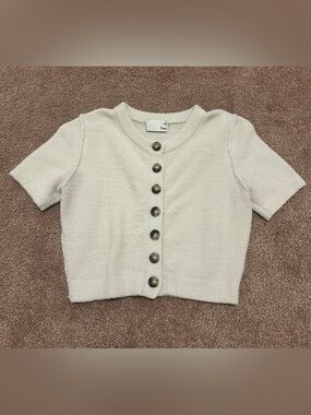 Aritzia Wilfred Free Cream Button-Front Knit Cardigan